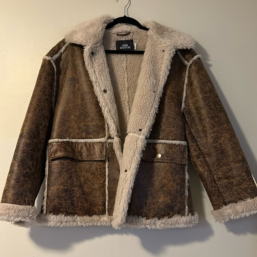 UO Leigh Oversized Faux Suede Fleece Jacket